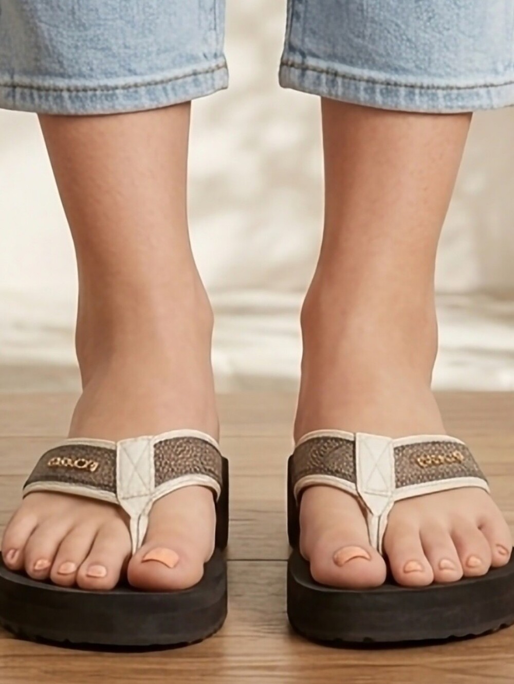 Coach Judy Women's Tan Signature Leather Thong Sandal US 7.5 - Picture 12 of 16